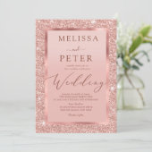 Roos Gold Glitter Wedding Kaart (Staand voorkant)