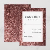 Roos Gold Glitter Wedding RSVP Kaart (Voorkant / Achterkant)
