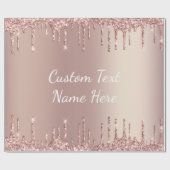 Roos Gold Glitter Wrapping Paper met aangepaste te Cadeaupapier (Vlak)