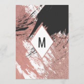 Roos Gold Glitter Zwart Brushstroke Wedding Menu (Achterkant)