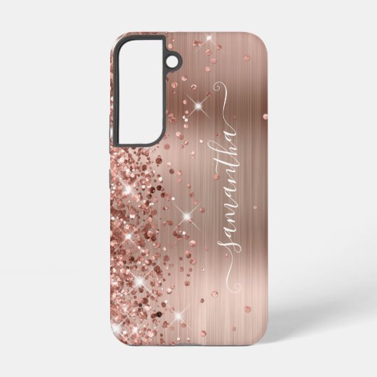 Roos Gold Glittery Folie Girly Signature Samsung Galaxy Hoesje (Achterkant)