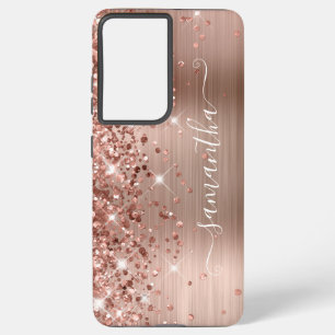 Roos Gold Glittery Folie Girly Signature Samsung Galaxy Hoesje