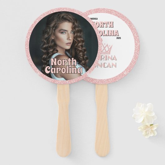 Roos Gold Glitz Pageant Fan Waver 10-Pack Handwaaier (Voorkant en achterkant)