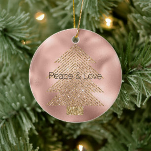 Roos Gold Glitzy Glitter kerstboom Keramisch Ornament