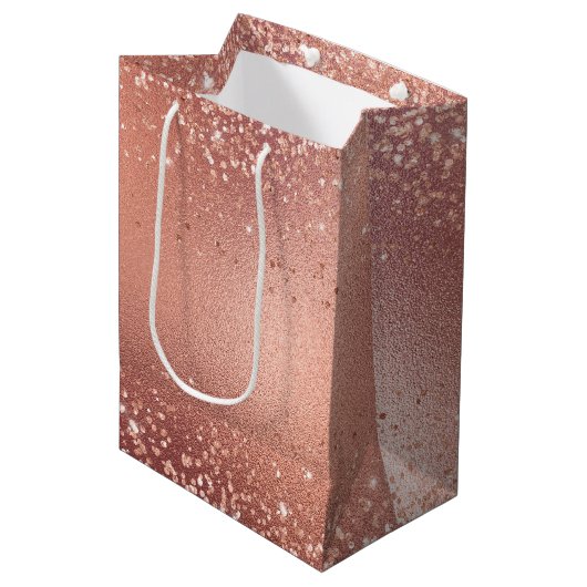 Roos Gold Glitzy Glitter Sparkle Medium Cadeauzakje (Voorkant Gekanteld)