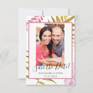 Roos Gold & Gold Foil tropisch sparen op datum Save The Date