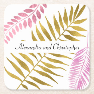 Roos Gold & Gold Foil Tropische Onderzetters