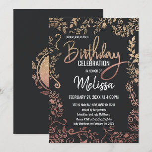 Roos Gold Gold Glitter Ombre Birthday Kaart