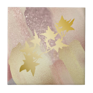 Roos Gold, gouden keramische Tegel (4,25 x 4,25 in Tegeltje