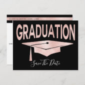 Roos Gold Gradup met de datum opslaan Briefkaart (Voorkant / Achterkant)