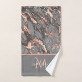 Roos Gold & Gray Marble Monogram Luxury Bath Bath  Bad Handdoek (Handdoek)