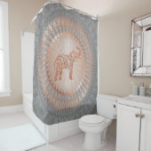 Roos Gold Grey Elephant Mandala Douchegordijn (In situ)