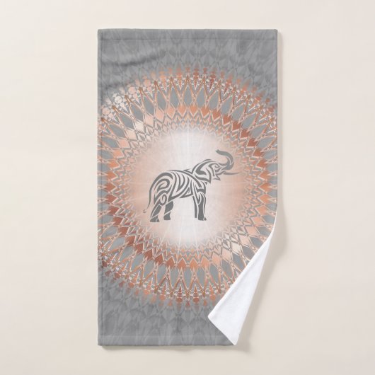 Roos Gold Grey Elephant Mandala Handdoek (Handdoek)