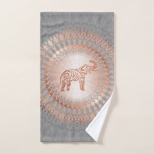 Roos Gold Grey Elephant Mandala Handdoek (Handdoek)