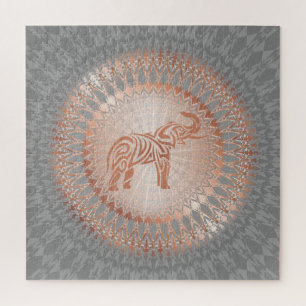 Roos Gold Grey Elephant Mandala Legpuzzel