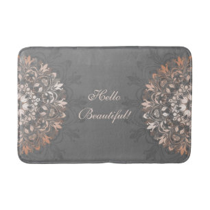 Roos Gold Grey Floral Mandala hallo Prachtig Badmat