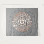 Roos Gold Grey Floral Mandala Wandkleed (Voorkant (horizontaal))