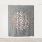 Roos Gold Grey Floral Mandala Wandkleed (Voorkant)