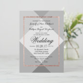 Roos Gold Grey Geo Wedding Invitations Kaart (Staand voorkant)