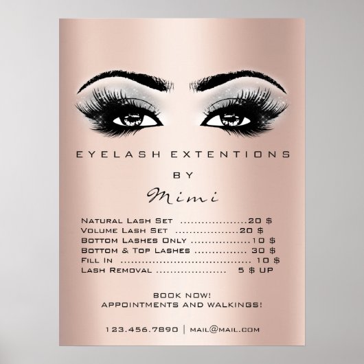 Roos Gold Grey Makeup Eyes Lashes Prijzen Poster (Voorkant)