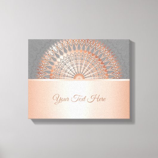 Roos Gold Grey Mandala Canvas Afdruk (Voorkant)