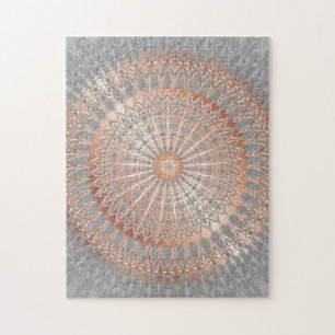 Roos Gold Grey Mandala Legpuzzel