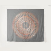 Roos Gold Grey Mandala Monogram Wandkleed (Voorkant (horizontaal))