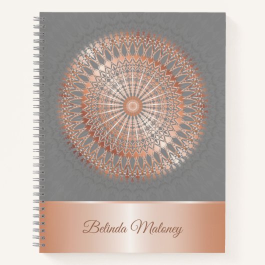 Roos Gold Grey Mandala Notitieboek (Voorkant)