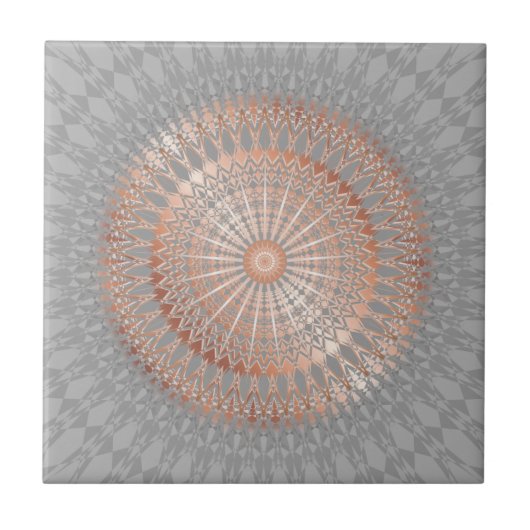 Roos Gold Grey Mandala Tegeltje (Voorkant)