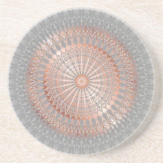 Roos Gold Grey Mandala Zandsteen Onderzetter (Voorkant)