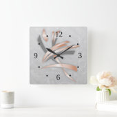 Roos Gold Grey Marble Abstracte Art Vierkante Klok (Huis)