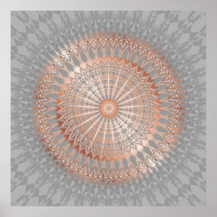 Roos Gold Grey Modern Geometric Mandala Poster