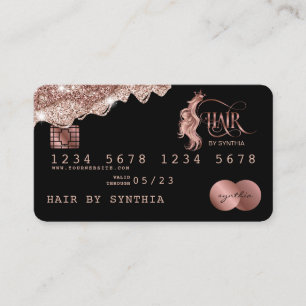 Roos Gold Hair Stylist met creditcard-opdruk Visitekaartje