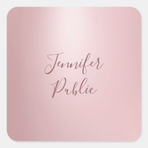 Roos Gold Hand Script Sjabloon Moderne elegant Vierkante Sticker