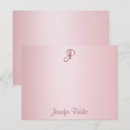 Roos Gold Handgeschreven Script Monogram Sjabloon (Voorkant / Achterkant)