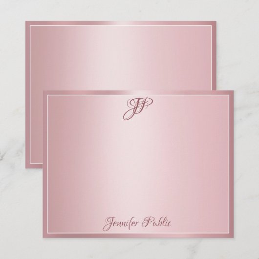 Roos Gold Handgeschreven Script Monogram Sjabloon (Voorkant / Achterkant)