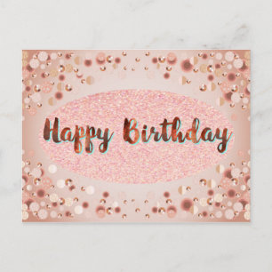 Roos Gold Happy Birthday Glitter Briefkaart
