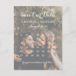 Roos Gold Heart Photo Calendar Save the Date Aankondigingskaart