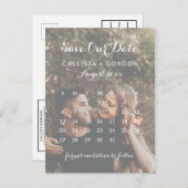 Roos Gold Heart Photo Calendar Save the Date Aankondigingskaart (Voorkant / Achterkant)