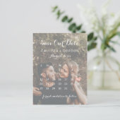 Roos Gold Heart Photo Calendar Save the Date Aankondigingskaart (Staand voorkant)