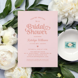 Roos Gold Heart Script Wedding Vrijgezellenfeest Kaart
