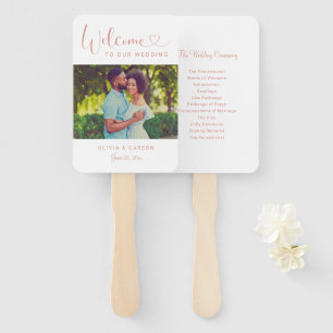 Roos Gold Heart Script Weduwfotoceremonie Handwaaier