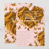 Roos Gold Hearts en Roos Weddenschap Kaart (Voorkant / Achterkant)