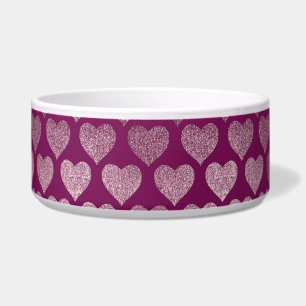 Roos Gold Hearts Glitter Patroon Voerbakje