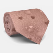 Roos Gold Hearts Valentijnsdag Stropdas (Opgerold)
