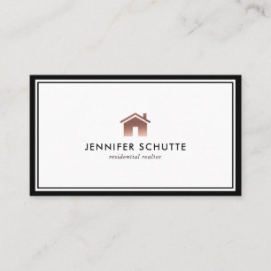 Roos Gold Home Logo Luxury Professional Realtor Visitekaartje