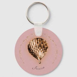 Roos Gold Hot Air ballon met naam en schuifwiel Sleutelhanger