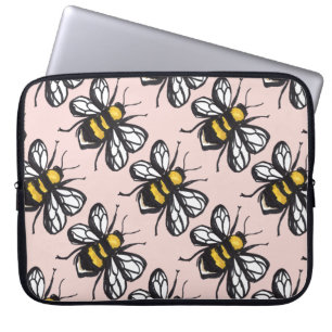 Roos Gold Humble Bumblebee laptop Hoesje Sleeve