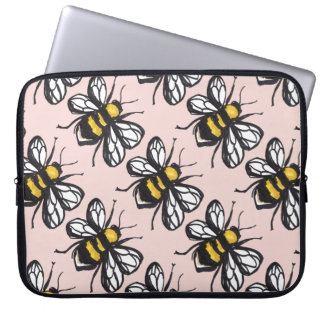 Roos Gold Humble Bumblebee laptop Hoesje Sleeve