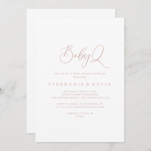 Roos Gold Idyllic BabyQ Baby shower Barbecue Kaart (Voorkant / Achterkant)